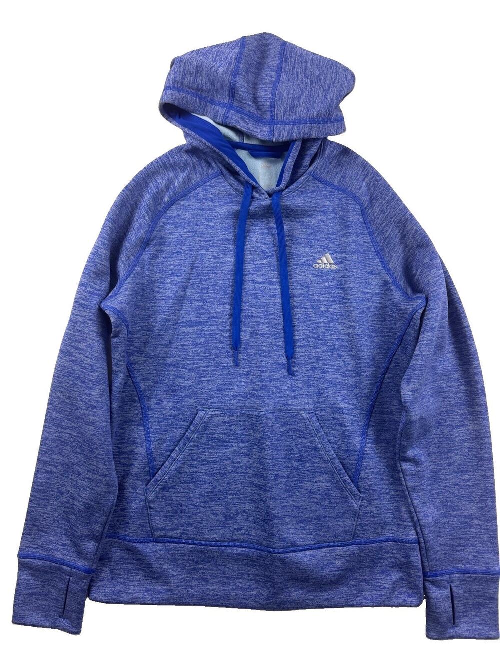 Adidas Climawarm Hoodie Womens Size S Blue Fleece Lined Warm Sweatshirt Hooded